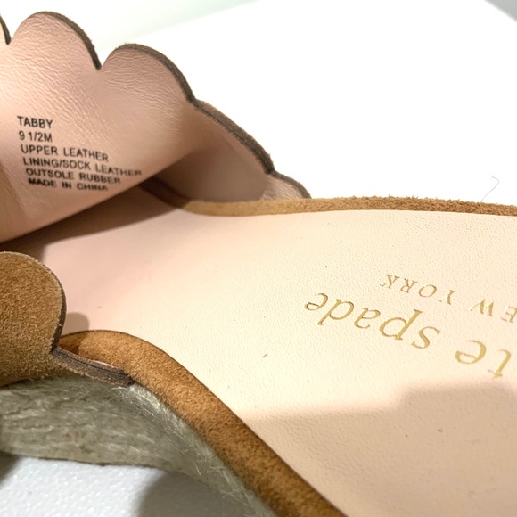 KATE SPADE Tabby Espadrille Sandals Brown Tan Suede Wedge Plaform Mules 9.5 - Picture 8 of 9